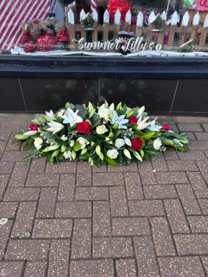 Rose and Lily casket spray
