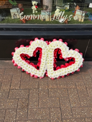 Double red and white heart