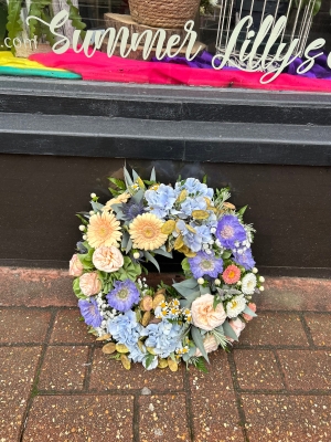 Peach and lilac cluster wreath