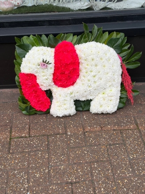 White elephant with pink details