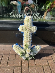 Blue and white anchor