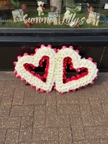Double red and white heart