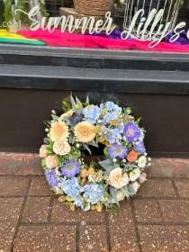 Peach and lilac cluster wreath