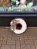 Pink massed wreath