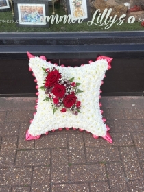 Red and white cushion